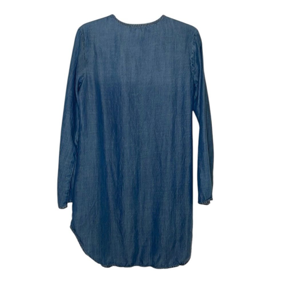 Cloth & Stone by Anthropologie Blue Lace Up Chambray Shift Dress - Picture 2 of 6